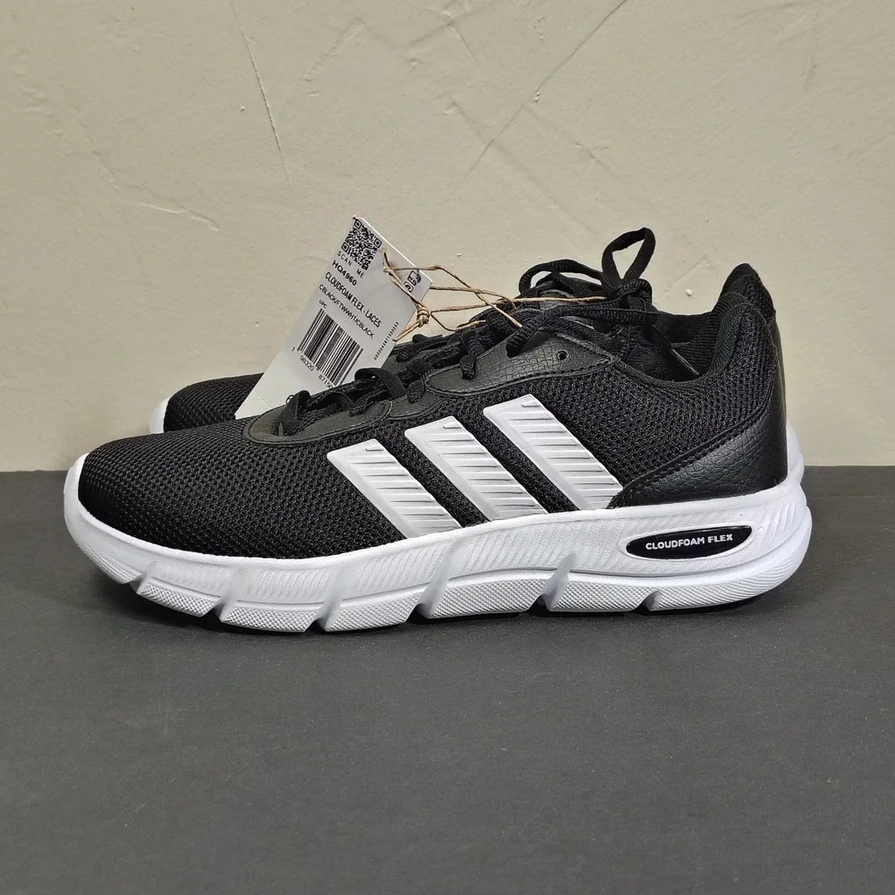 Adidas Sneakers Women 6.5 Black Cloudfoam Flex Laces HQ4960 Mesh Shoes